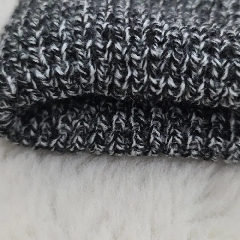 American Eagle Black Marbled Waffle Knit Beanie NWT Unisex Slouchy Winter Hat OS